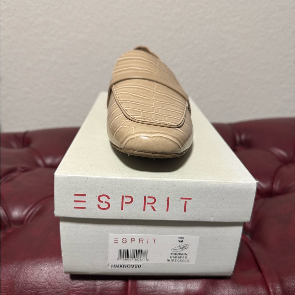 Esprit Beige Croc-Patterned Women's Slip-Ons